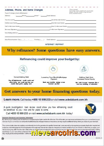 Cambodia Acleda bank mortgage statement, 3 pages, 3